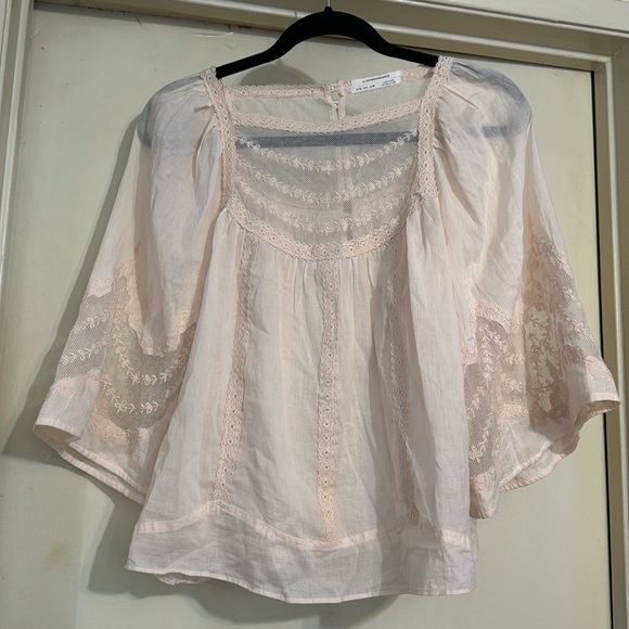 Anthropologie eyelet bell sleeve peasant top - Picture 2 of 8